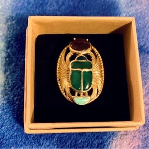 JTV. Size 8. 18k yellow gold over silver Egyptian Scarab Ring. Ships Free!